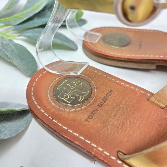 TORY BURCH Alexis Metallic Gladiator Ankle Strap Sandals - Picture 2 of 12